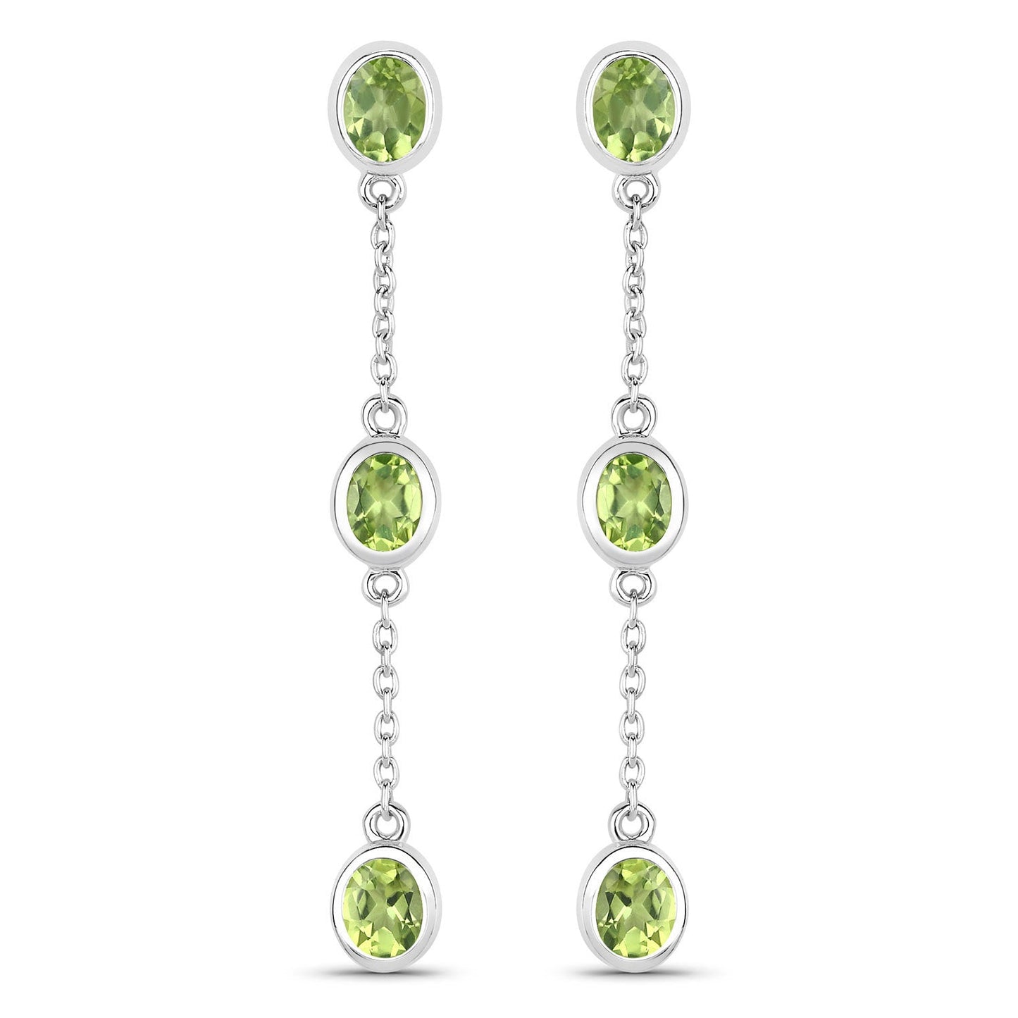 2.10 Carat Genuine Peridot .925 Sterling Silver Earrings