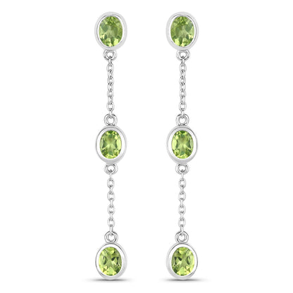 2.10 Carat Genuine Peridot .925 Sterling Silver Earrings
