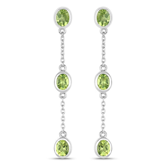 Boucles d'oreilles en péridot véritable de 2,10 carats en argent sterling 925