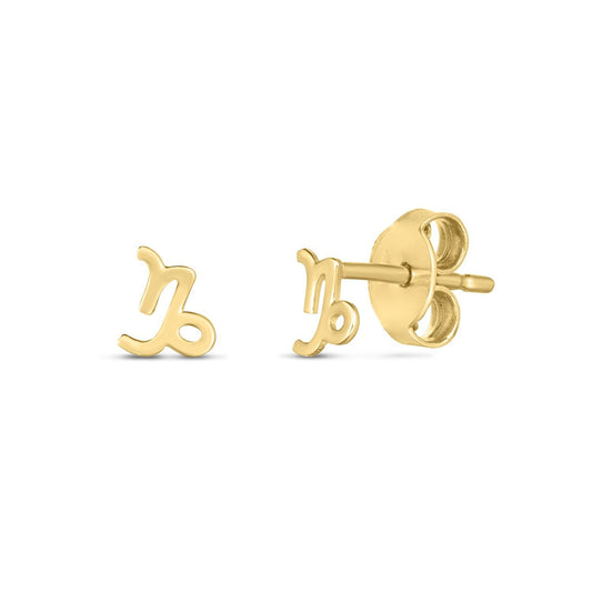 Puces d'oreilles Capricorne en or jaune 14 carats