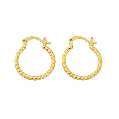 14K Gold Classic Diamond cut Hoop Earring