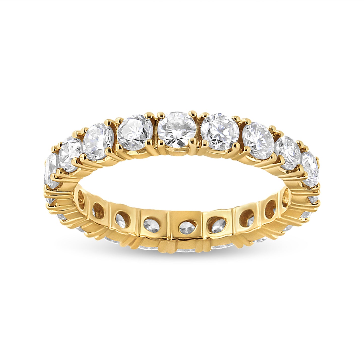 14K Yellow Gold 2.00 Cttw Shared Prong Set Round Cut Diamond Eternity Band (J-K Color, VS1-VS2 Clarity) - Ring Size 6.75