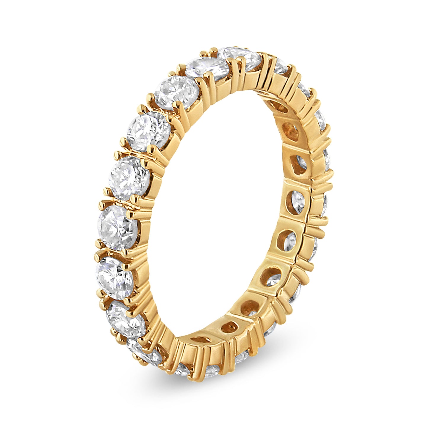 14K Yellow Gold 2.00 Cttw Shared Prong Set Round Cut Diamond Eternity Band (J-K Color, VS1-VS2 Clarity) - Ring Size 6.75