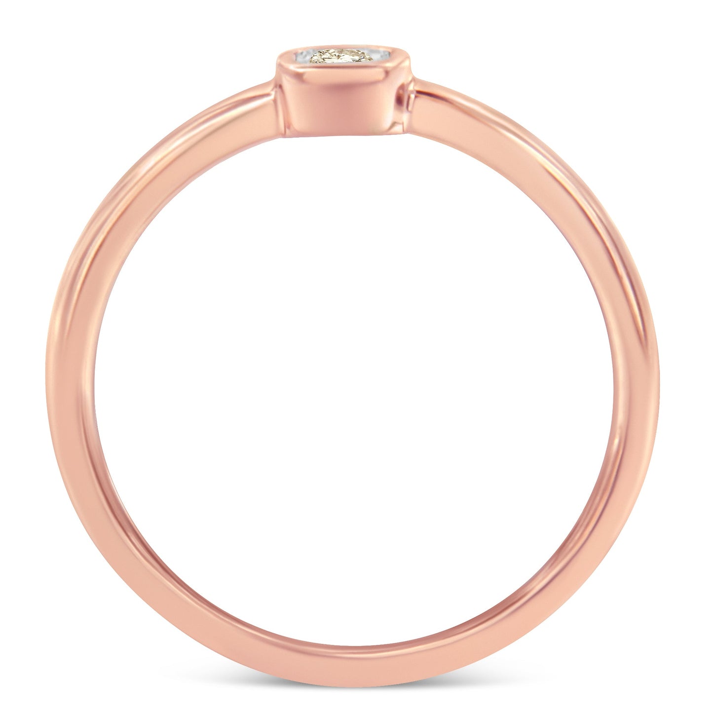 14K Rose Gold Plated .925 Sterling Silver 1/20 Carat Diamond Square Cushion-Shaped Miracle Set Petite Fashion Promise Ring (J-K Color, I1-I2 Clarity) - Size 6