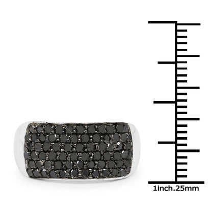 1.21 Carat Genuine Black Diamond .925 Sterling Silver Ring