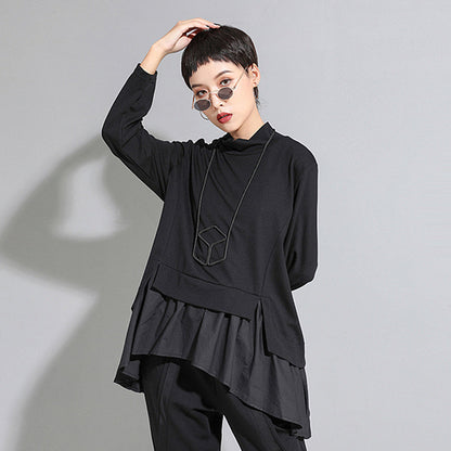 Women's Asymmetrical Ruffle Long Sleeve T-Shirt 2022