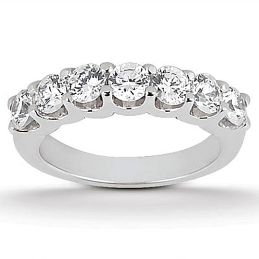 Bague de mariage en or blanc 14 carats avec diamants et serti griffe partagé en U festonné