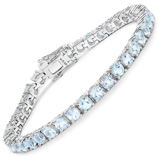 Bracelet en argent sterling 925 avec topaze bleue véritable de 12,48 carats