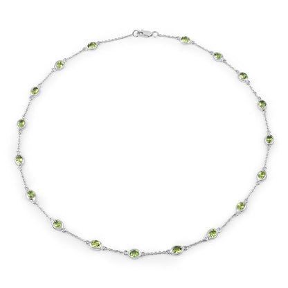 6.30 Carat Genuine Peridot .925 Sterling Silver Necklace