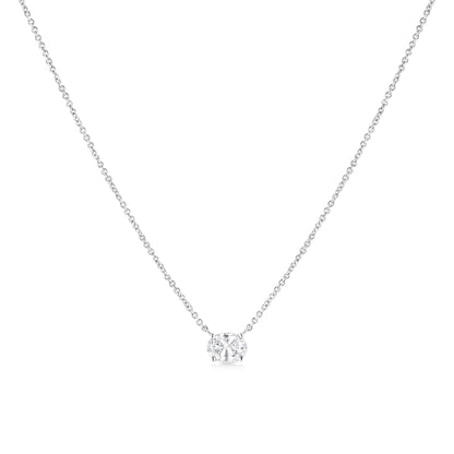 14K White Gold 1/2 Cttw Lab Grown Oval Shape Solitaire Diamond East West 18" Pendant Necklace (E-F Color, VS1-VS2 Clarity)