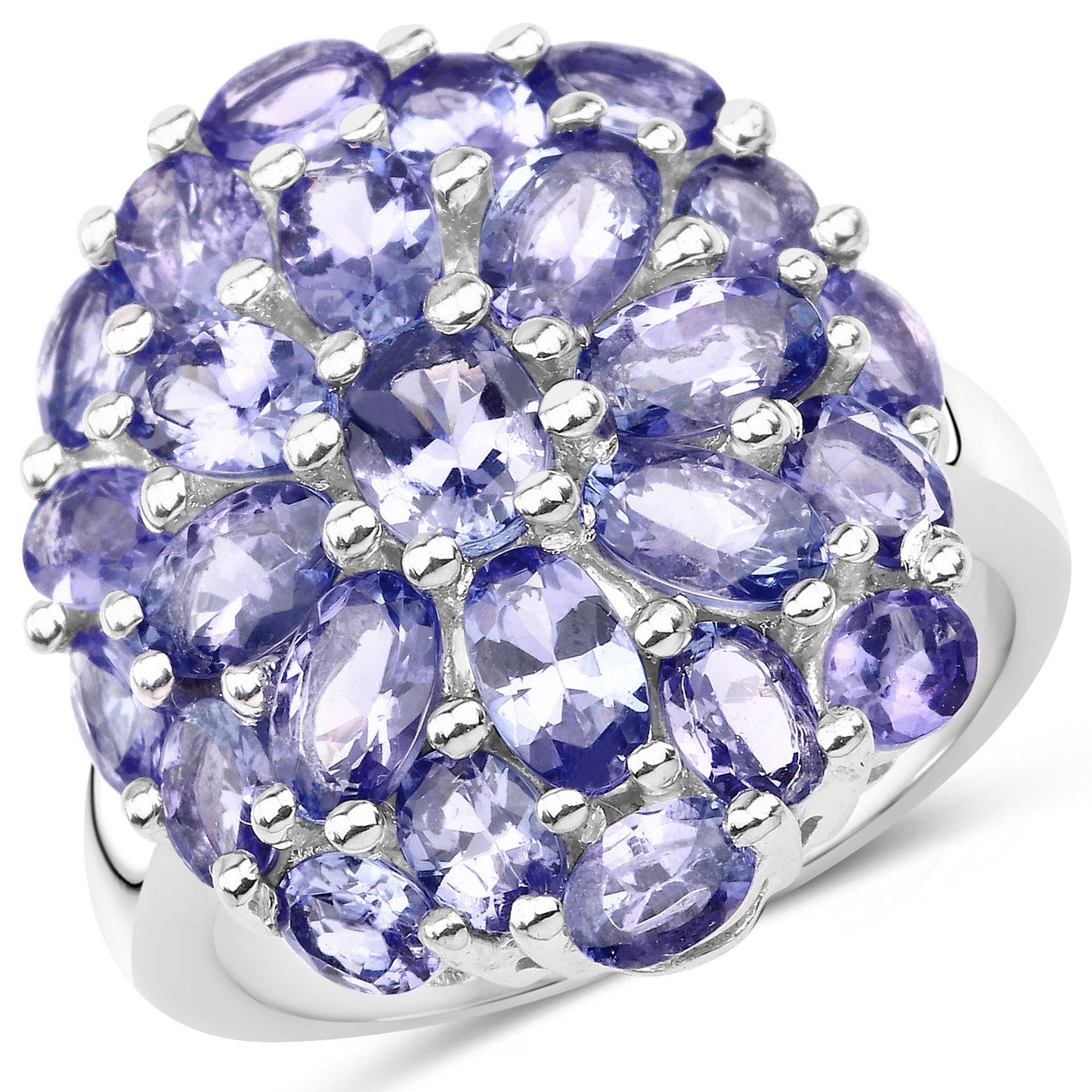 7.08 Carat Genuine Tanzanite .925 Sterling Silver Ring