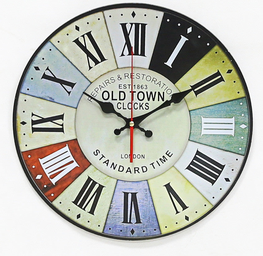 Retro Creative Wooden Wall Clock Alarm Clock