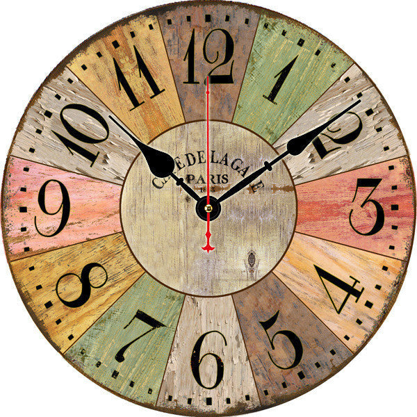 Retro Creative Wooden Wall Clock Alarm Clock