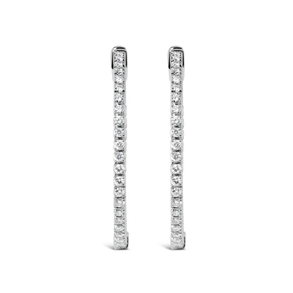 14K White Gold 1 1/2 Cttw Lab Grown Diamond Inside Out Hoop Earrings (G-H Color, VS2-SI1 Clarity)