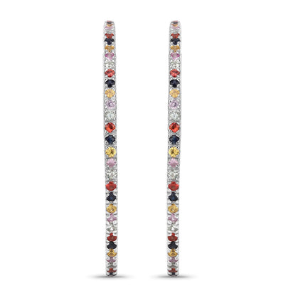 2.24 Carat Genuine Multi Sapphire .925 Sterling Silver Earrings