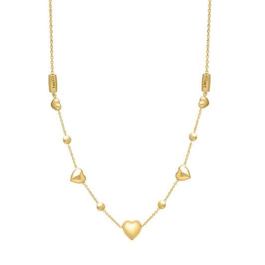 Collier ajustable cœur soufflé en or jaune 14 carats