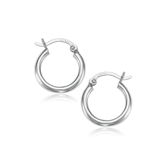 Boucles d'oreilles créoles polies en or blanc 14 carats (15 mm)