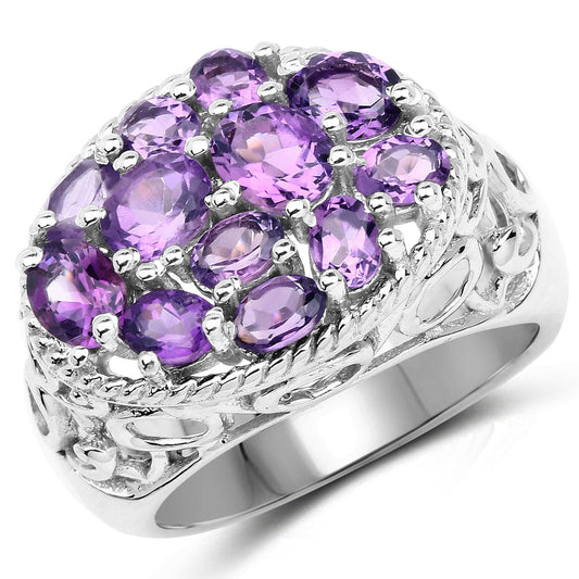 Bague en argent sterling .925 avec améthyste véritable de 2,64 carats