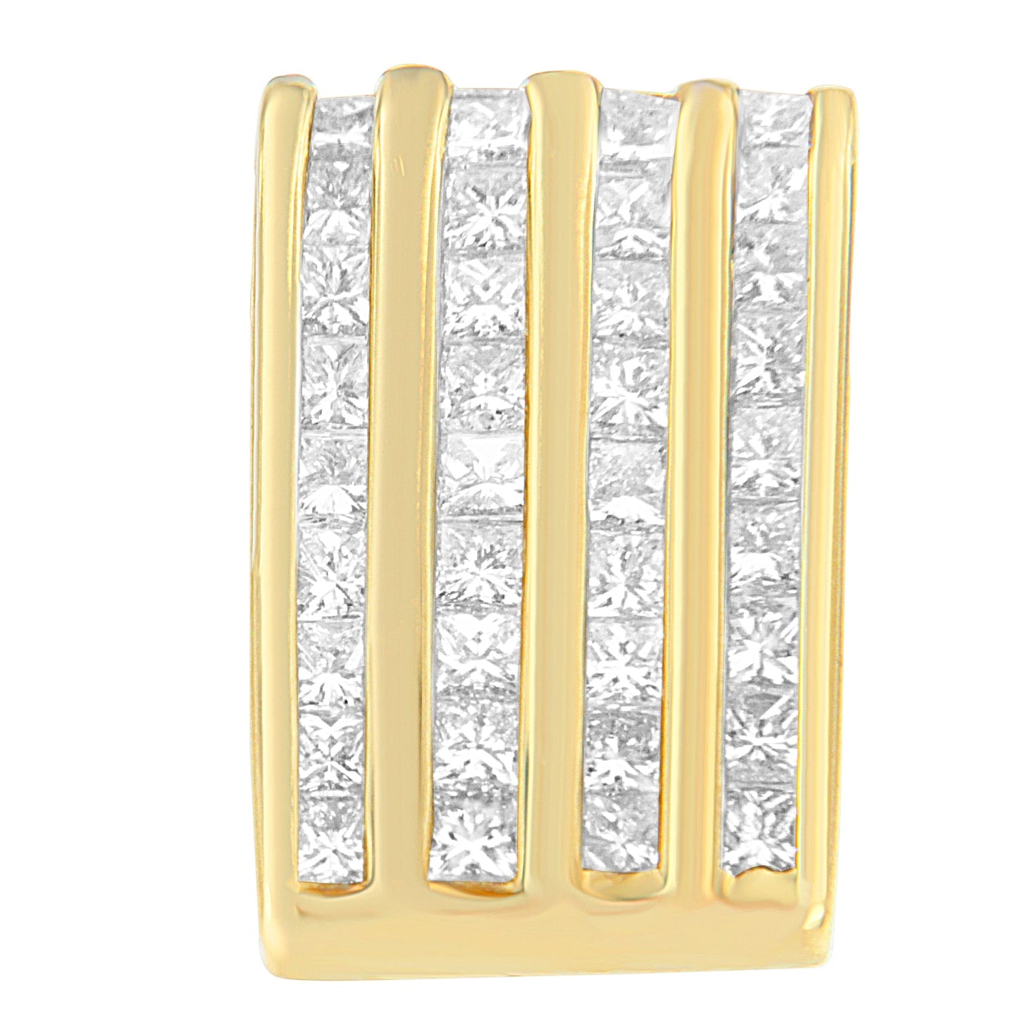 14K Yellow Gold 2 1/3 cttw Princess Cut Diamond Block Pendant Necklace (H-I, SI1-SI2)
