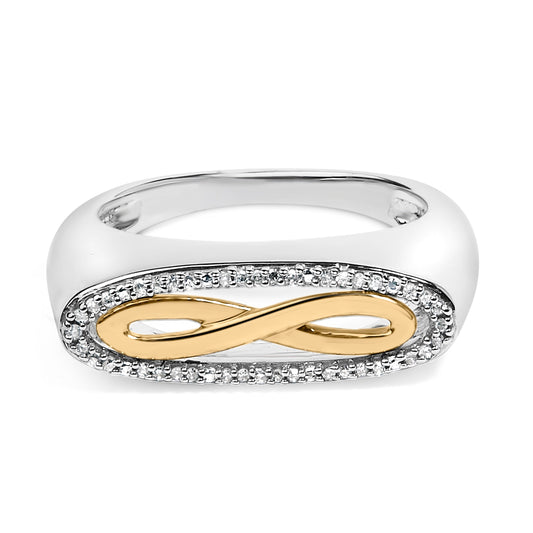 Bague infini en argent sterling plaqué or jaune 14 carats avec accent diamant