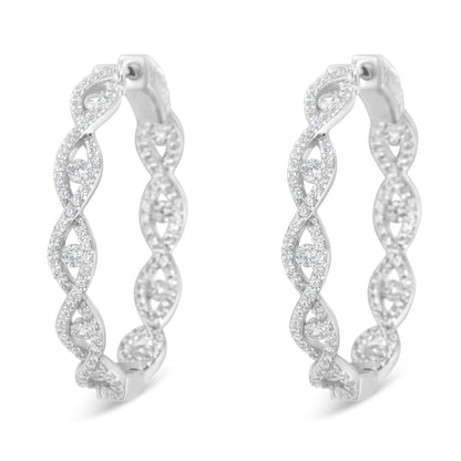 10K White Gold Diamond Hoop Earrings (1 1/2 cttw, H-I Color, I1-I2 Clarity)