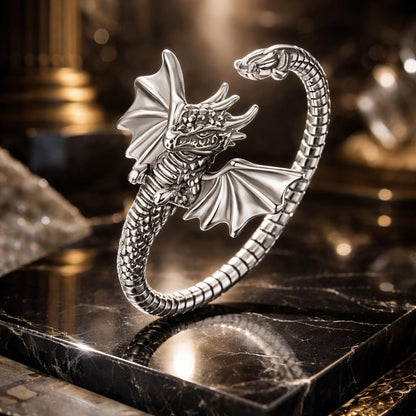 925 Sterling Silver Oxidized Dragon Ring