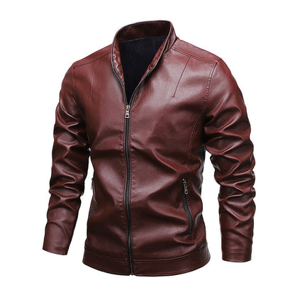 Amazon Men's 2026 Autumn New Foreign Trade Collar Men's Motorcycle Leather Washed Pu Leather Jacket Coat Top