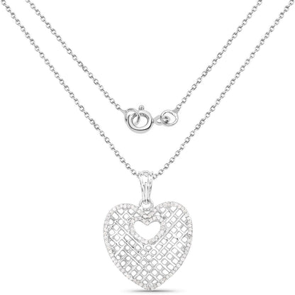 0.52 Carat Genuine White Diamond .925 Sterling Silver Pendant