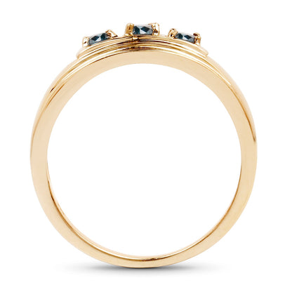 14K Yellow Gold Plated 0.33 Carat Genuine Blue Diamond .925 Sterling Silver Ring