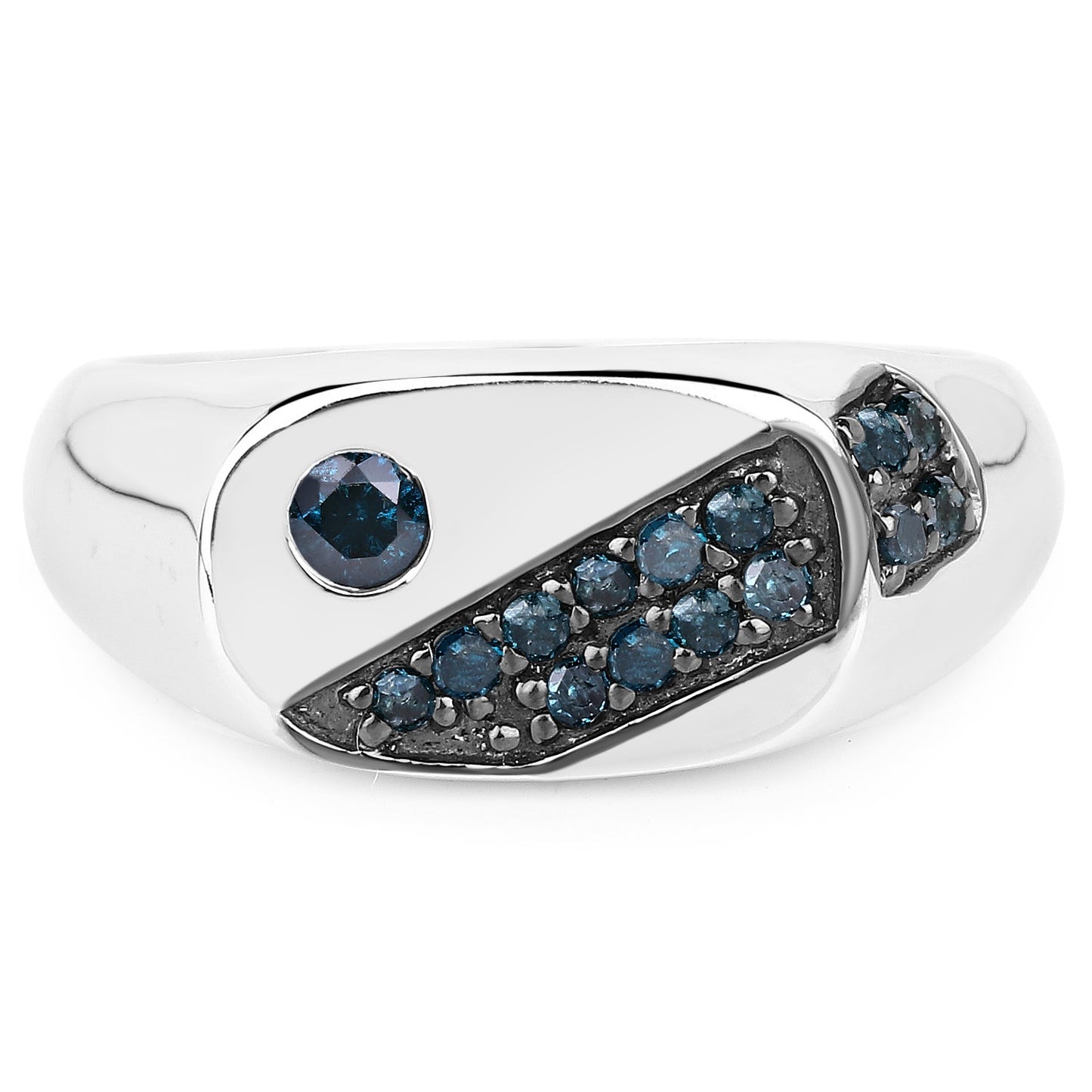 0.31 Carat Genuine Blue Diamond .925 Sterling Silver Ring