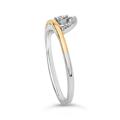 14K Yellow Gold Plated Sterling Silver 1/10 Cttw Diamond Arc Ring