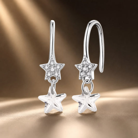 Boucles d'oreilles en argent sterling 925 avec pavé de zircone cubique, placage en or blanc, 2,1*0,6 cm, pour femmes