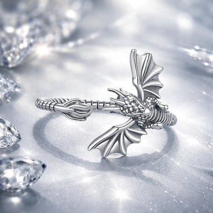 925 Sterling Silver Oxidized Dragon Ring
