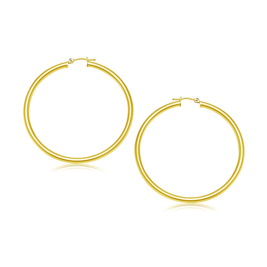 Boucles d'oreilles créoles polies en or jaune 14 carats (3x30 mm)