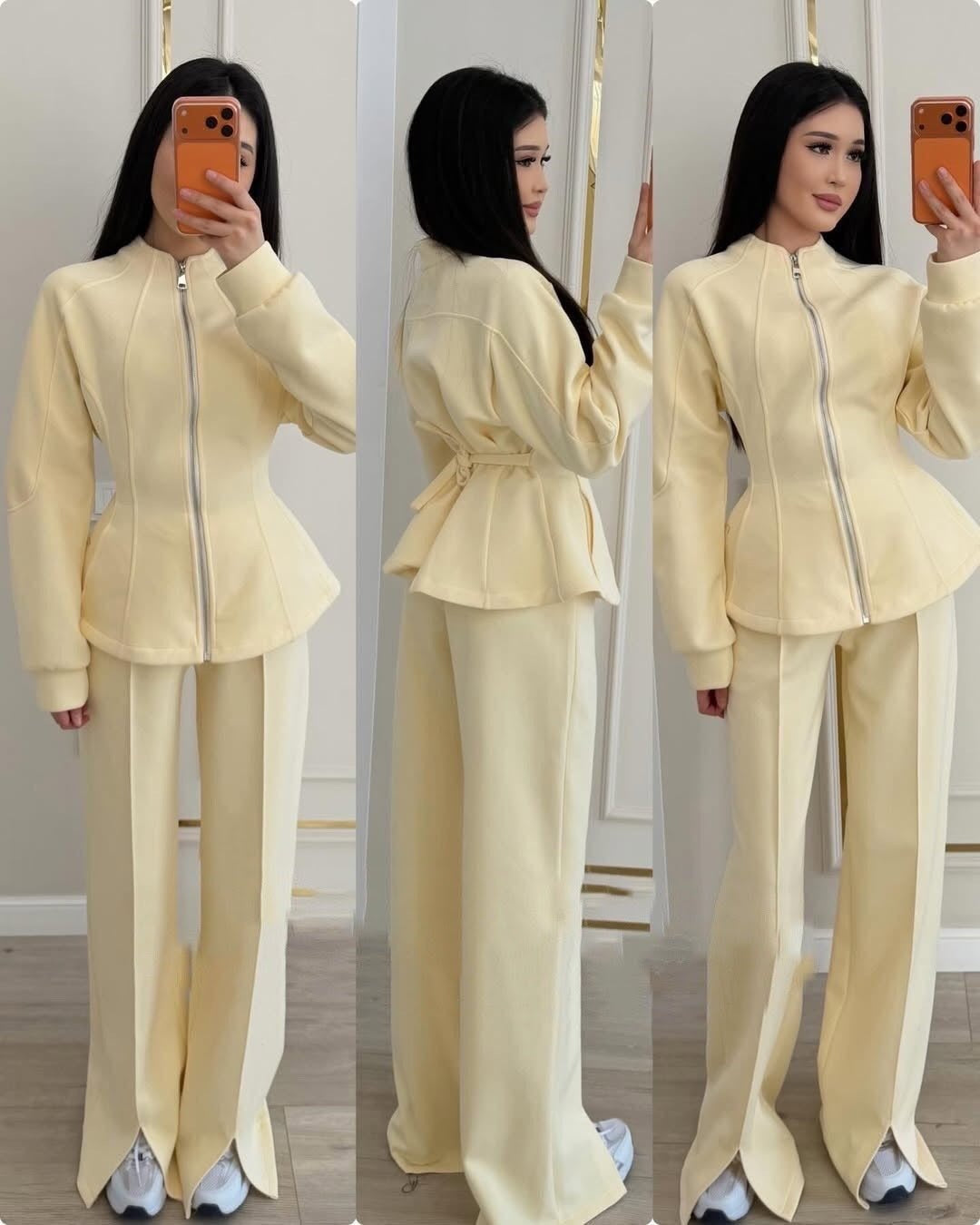 2026 Autumn High-End Light Luxury Chanel Style Outfit Two-Piece Set Solid Color Long-Sleeve Jacket European And American Amazon