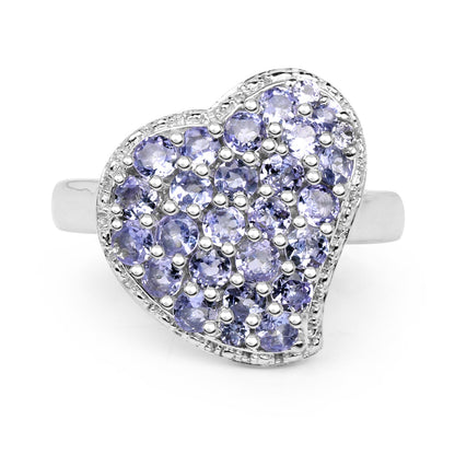 1.63 Carat Genuine Tanzanite .925 Sterling Silver Ring