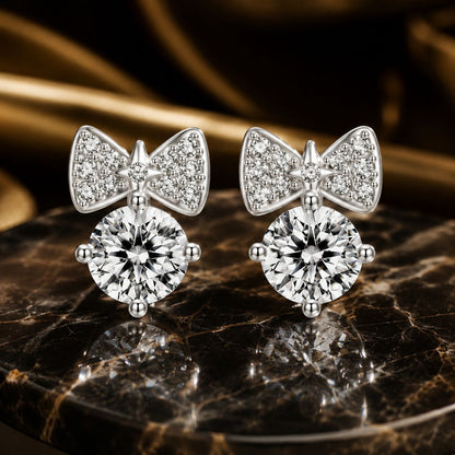 925 Sterling Silver Earrings with CZ and White Gold Plating for Women