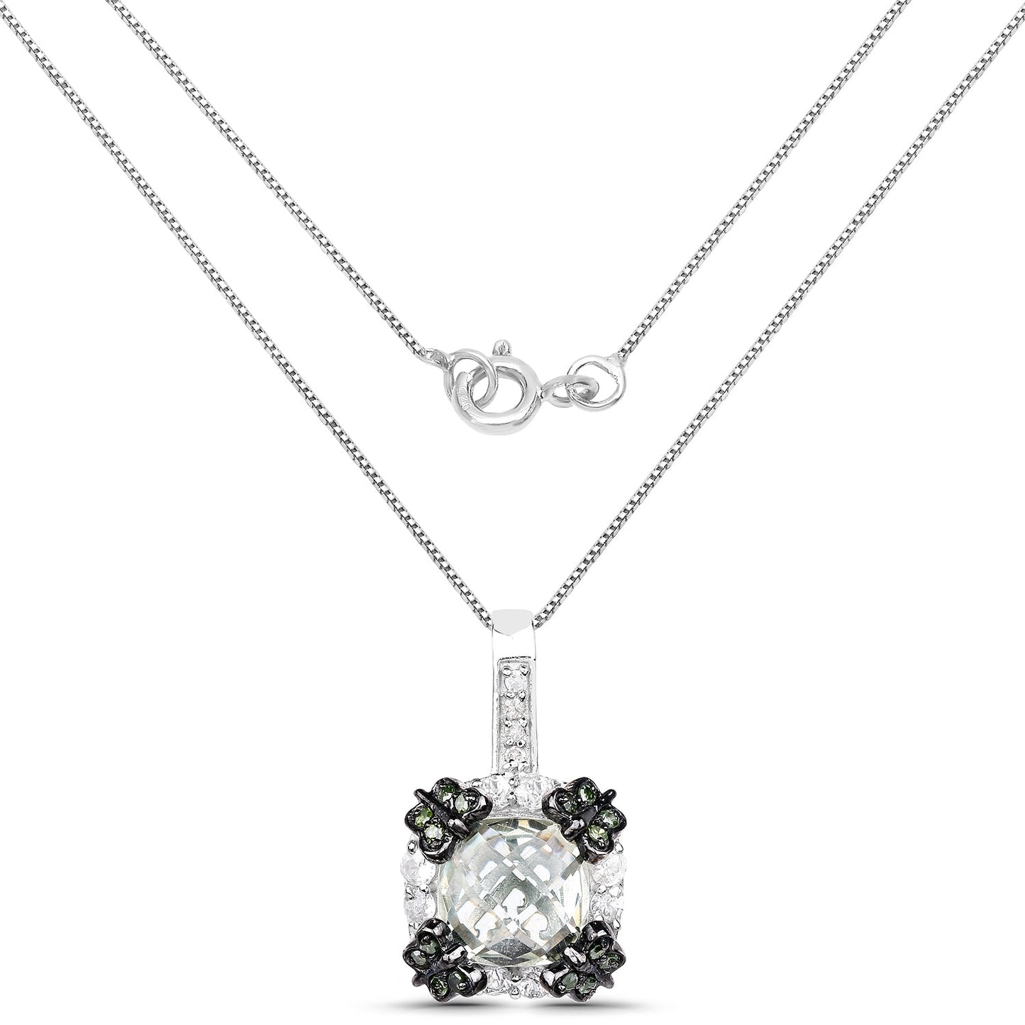 2.72 Carat Genuine Multi Stones .925 Sterling Silver Pendant