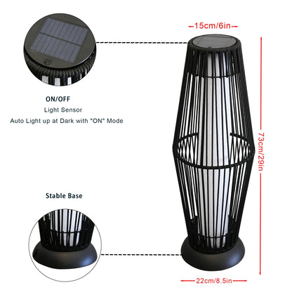 2 Piece Solar Powered Lantern Wicker Solar Patio Lamp