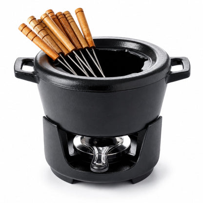 Enameled Cast Iron Fondue Set, 8-Piece, 2-Qt