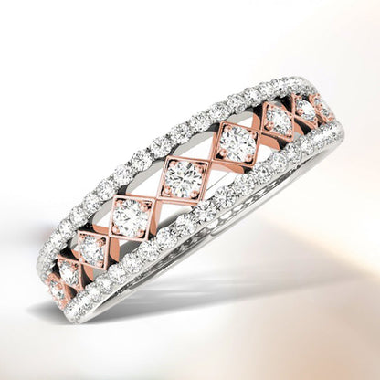 14k White And Rose Gold Diamond Band (3/8 cttw)