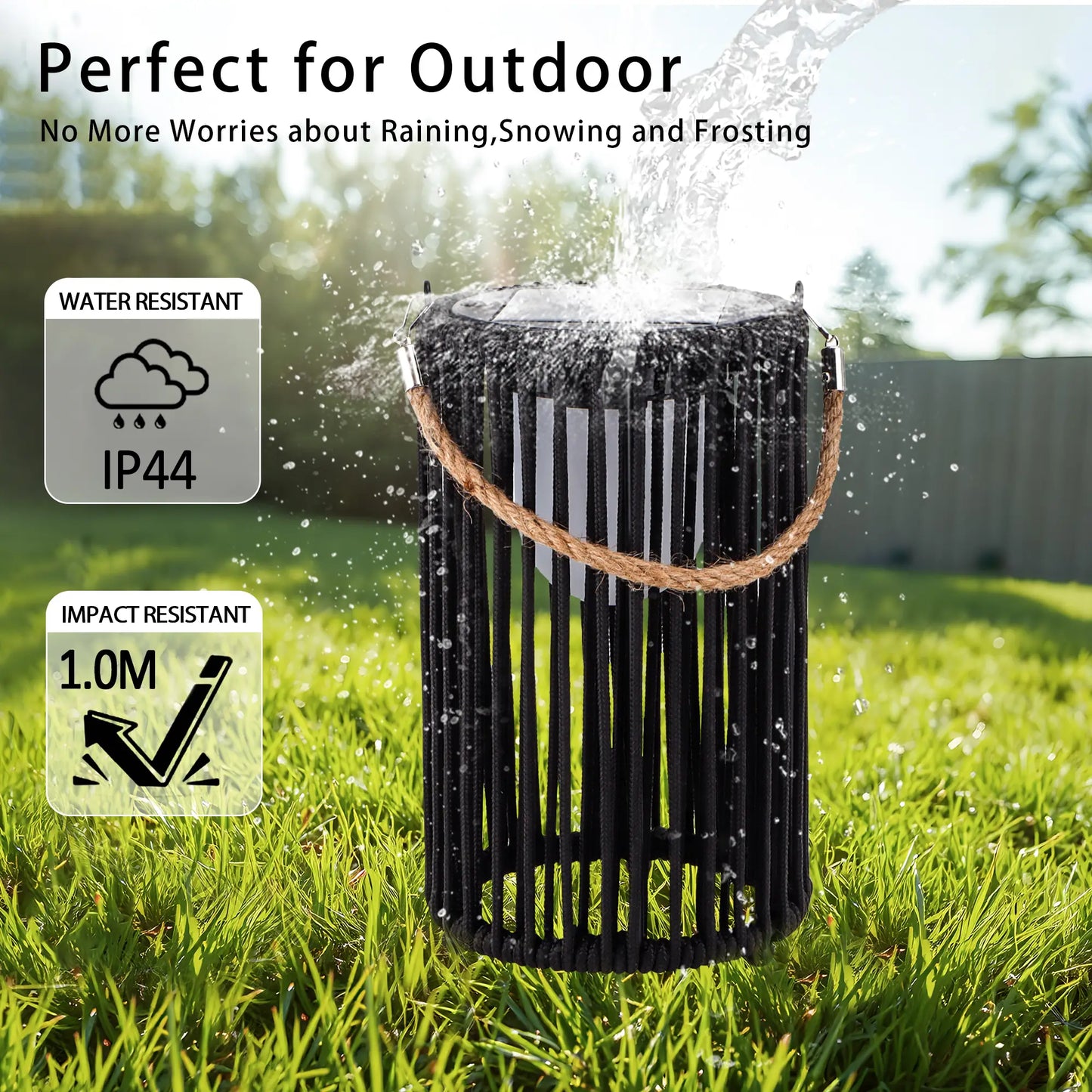 10.5'' High Solar Lantern Outdoor Table Lamp Black 2Pcs