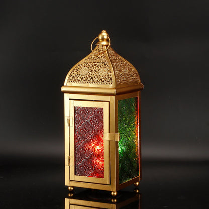 Gold Moroccan Lantern 12" H Battery Operated Decorative Lantern