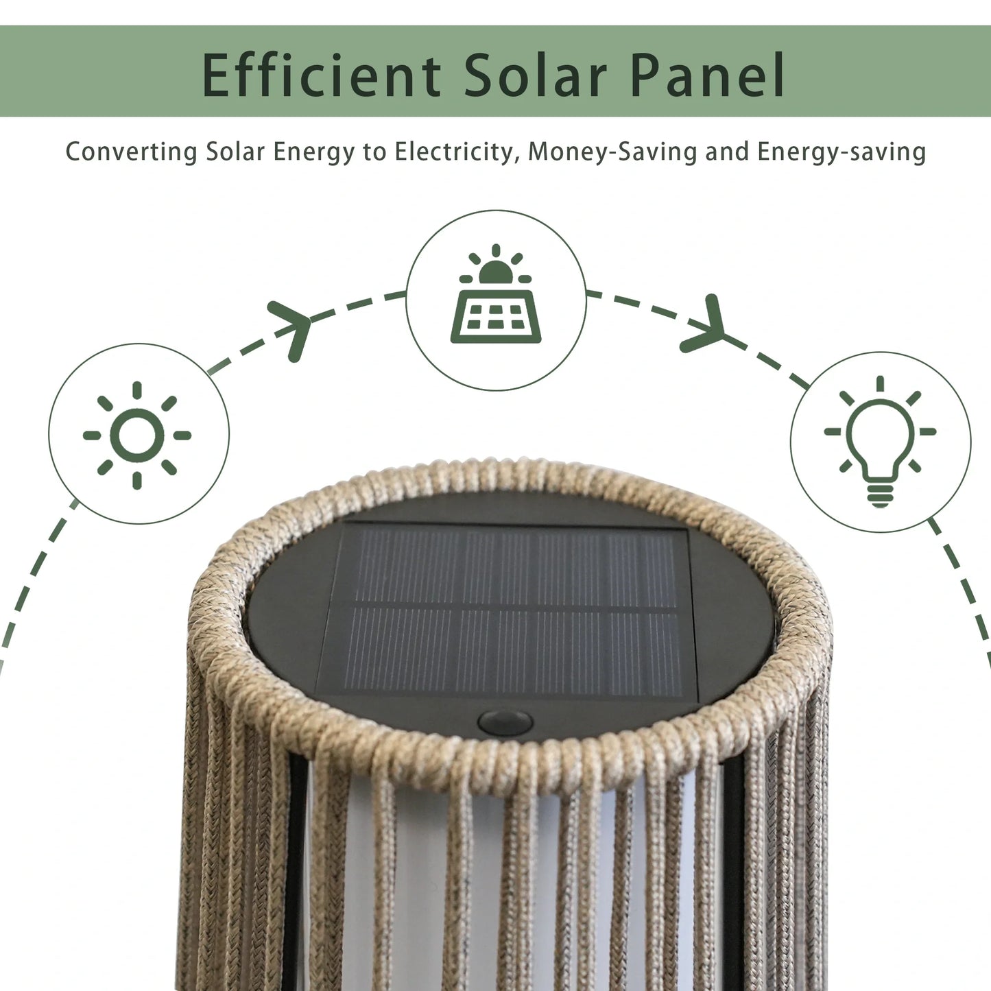 2 Piece Solar Powered Lantern Wicker Solar Patio Lamp Grey