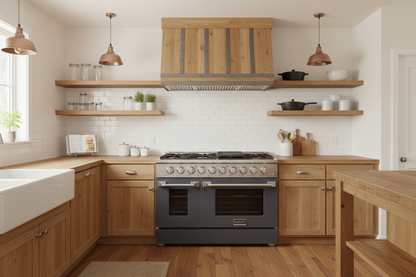 Kucht 48" Gas Range in Stainless Steel with Grey Oven Doors, KNG481-GR