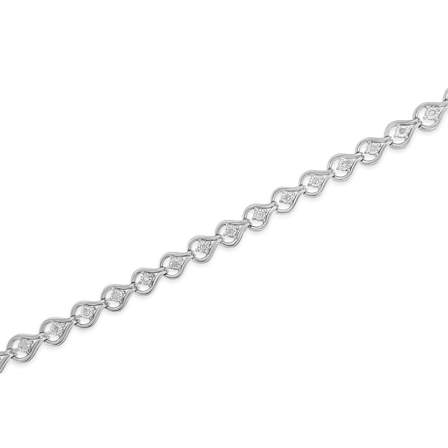 .925 Sterling Silver 1/4 Cttw Diamond Miracle-Set Teardrop Shaped 7â€ Link Bracelet (I-J Color, I3 Clarity)