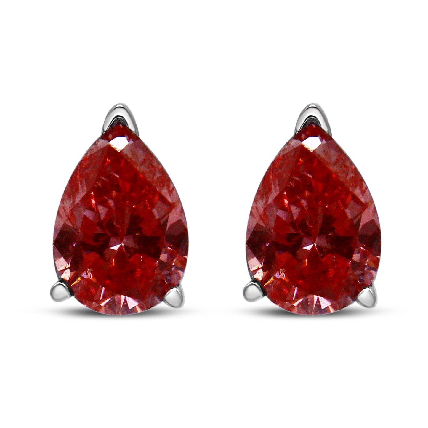 14K White Gold 1/2 Cttw Lab Grown Pink Pear Diamond 3 Prong Set Martini Solitaire Stud Earrings (Pink Color, VS2-SI1 Clarity)