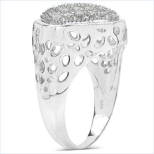 0.54 Carat Genuine White Diamond .925 Sterling Silver Ring