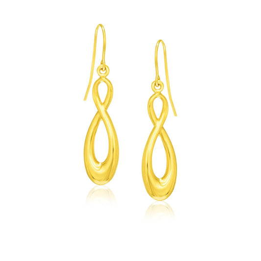 Boucles d'oreilles en or jaune 14 carats, poli, motif infini
