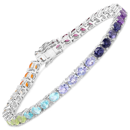 Bracelet en argent sterling 925 véritable serti de pierres multiples de 12,04 carats